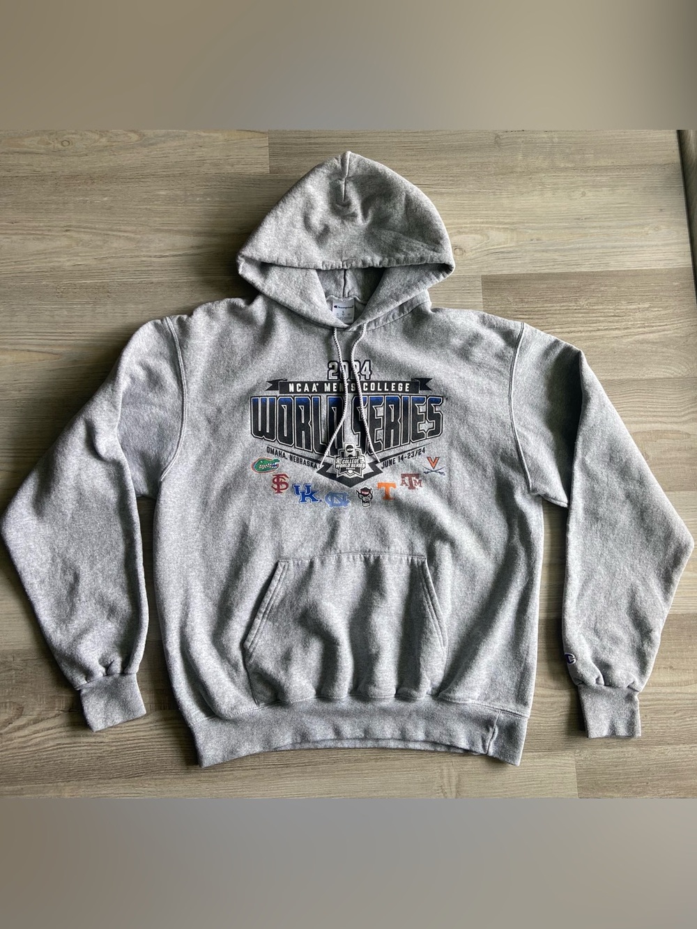 Champion 2024 NCAA Men's College World Series 8-Team Hoodie Gray Size L